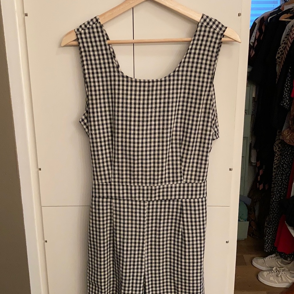 Black and cream Buffalo check romper/ pant suit